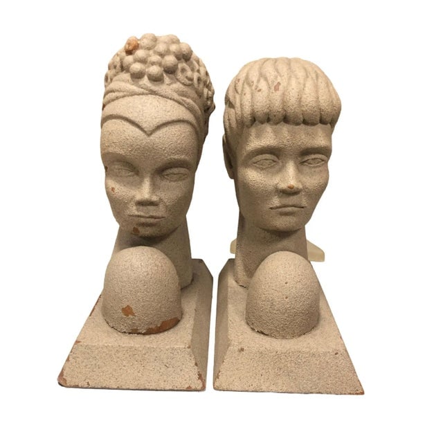 Mid-Century Hand Carved Modern Hawaiian Male and Female Bookends- a Pair - 6