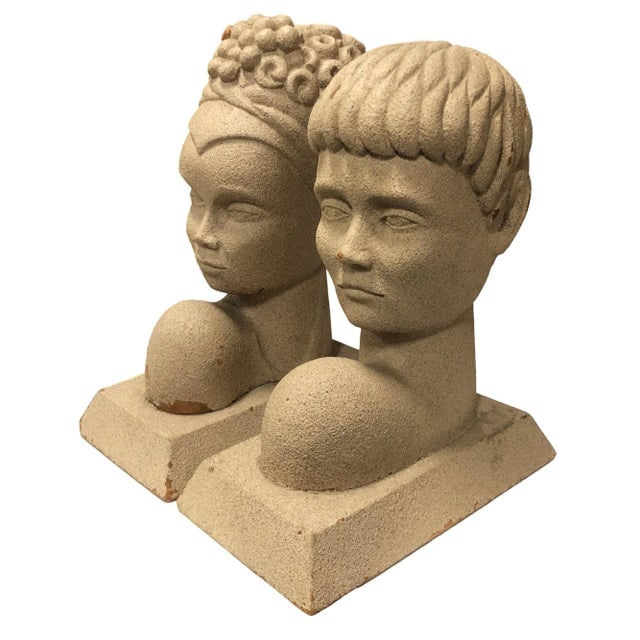 Mid-Century Hand Carved Modern Hawaiian Male and Female Bookends- a Pair - 8