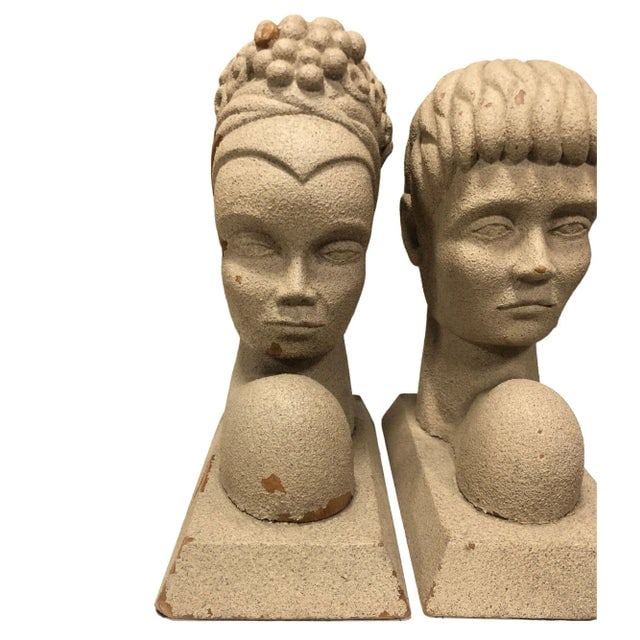 Mid-Century Hand Carved Modern Hawaiian Male and Female Bookends- a Pair - 9