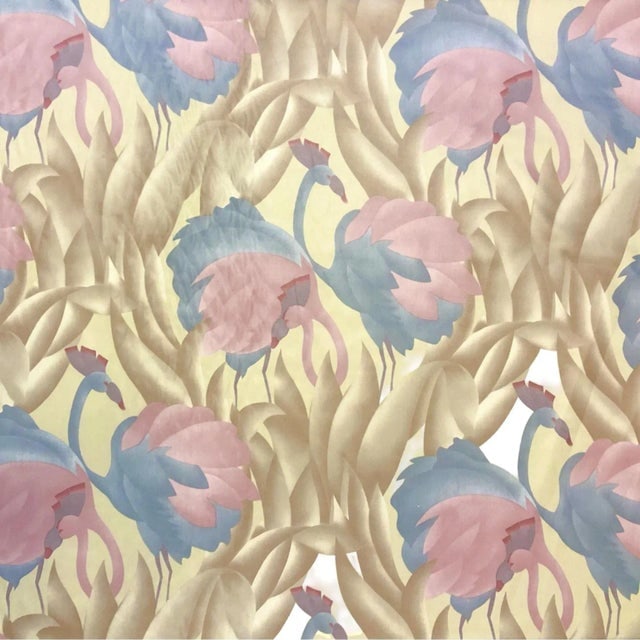 Modern Polished Cotton Fabric With Tropical Flamingo Design, 9 Yards Total - 3