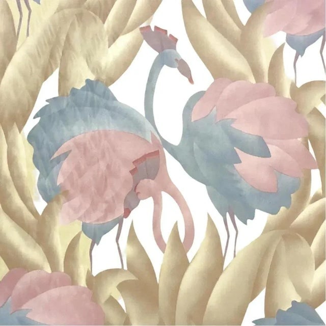 Modern Polished Cotton Fabric With Tropical Flamingo Design, 9 Yards Total - 4