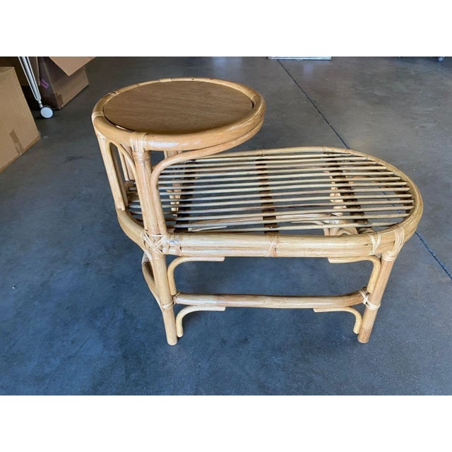Restored Single Strand Rattan Side Table W/ Grill Top, Pair - 4