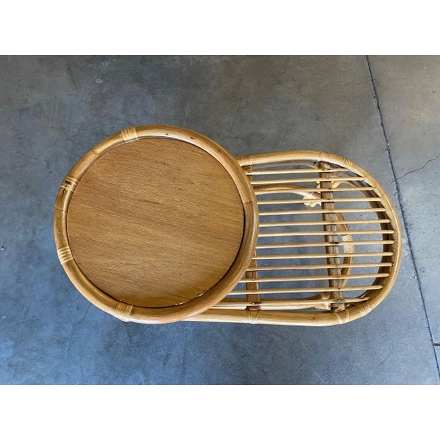 Restored Single Strand Rattan Side Table W/ Grill Top, Pair - 5