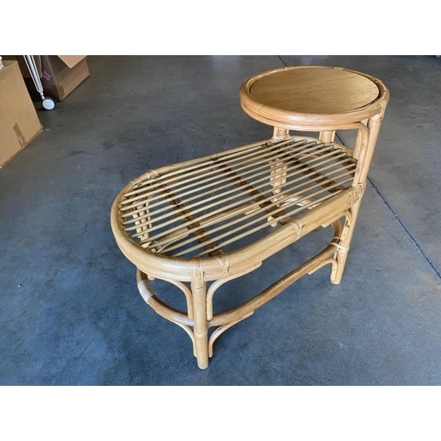 Restored Single Strand Rattan Side Table W/ Grill Top, Pair - 6