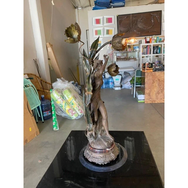 1910s Ernest-Justin Ferrand Female "Coup De Soleil" Zamac Sculpture Table Lamp - 5