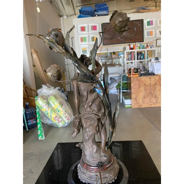 1910s Ernest-Justin Ferrand Female "Coup De Soleil" Zamac Sculpture Table Lamp - 7
