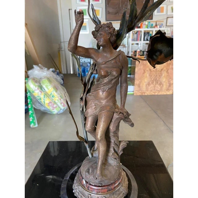 1910s Ernest-Justin Ferrand Female "Coup De Soleil" Zamac Sculpture Table Lamp - 8