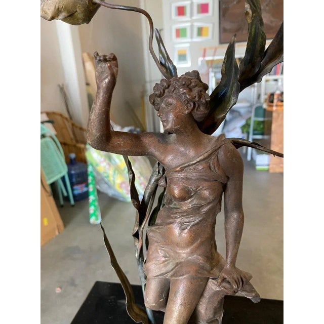 1910s Ernest-Justin Ferrand Female "Coup De Soleil" Zamac Sculpture Table Lamp - 9