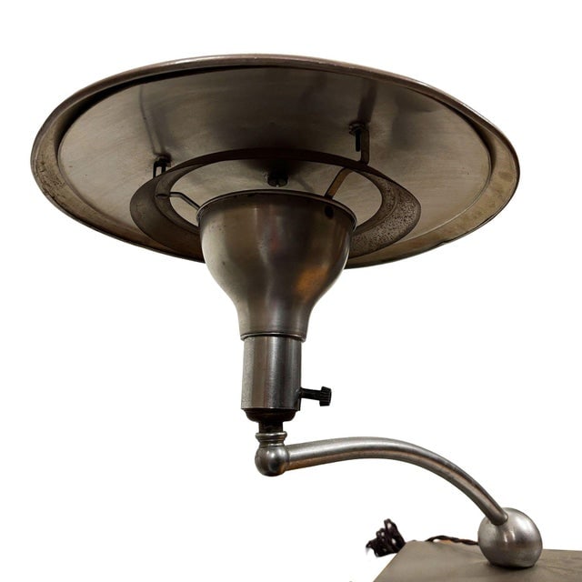 1950s Mid-Century Modern m.g. Wheeler "Sight Light" Brushed Steel Table Lamp W/ Enamel Shade - 5