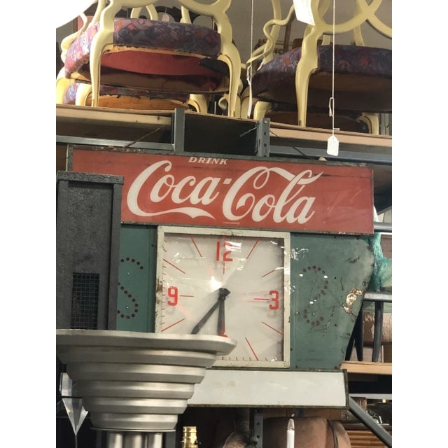 Large 4' Foot Coca-Cola Light Up Steel Marquee Clock, Circa 1960 - 3