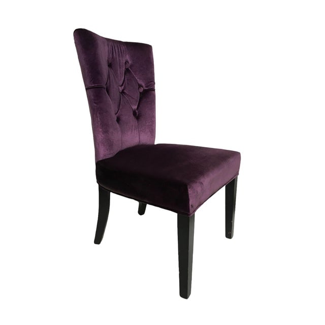 Pair of Vintage Purple Velvet Chairs With Tufted Padded Backrest - 2