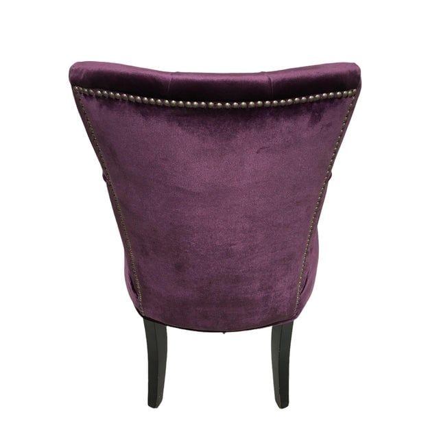 Pair of Vintage Purple Velvet Chairs With Tufted Padded Backrest - 7