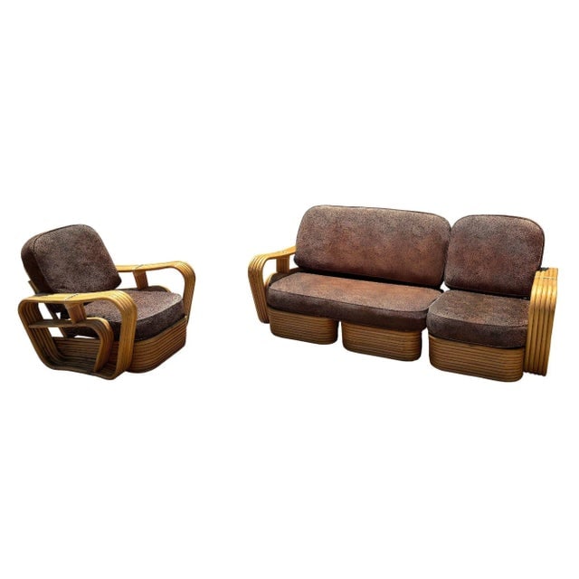 Restored Five-Strand Streamline Square Pretzel Rattan Sofa & Chair Set - 2