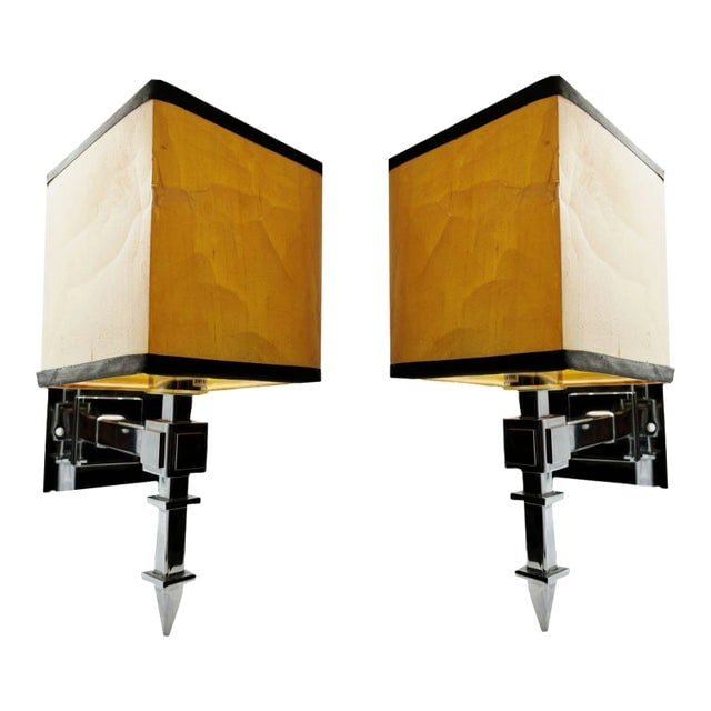 Pair of Sconces From the Original Century Plaza Hotel in Los Angeles 1966: Title: Pair of Sconces From the Original Century Plaza Hotel in Los Angeles 1966 Description: The set of chrome plated bronze 2 Sconces from the Original Century Plaza Hotel in Los Angeles,