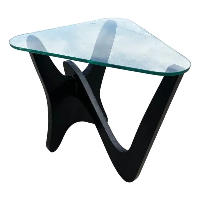 1950s Noguchi Style Biomorphic "Airplane" Side Table W/ Triangle Glass Top (1 of 4)