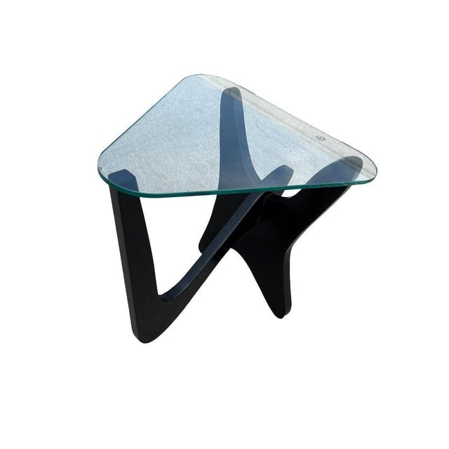 1950s Noguchi Style Biomorphic "Airplane" Side Table W/ Triangle Glass Top - 2