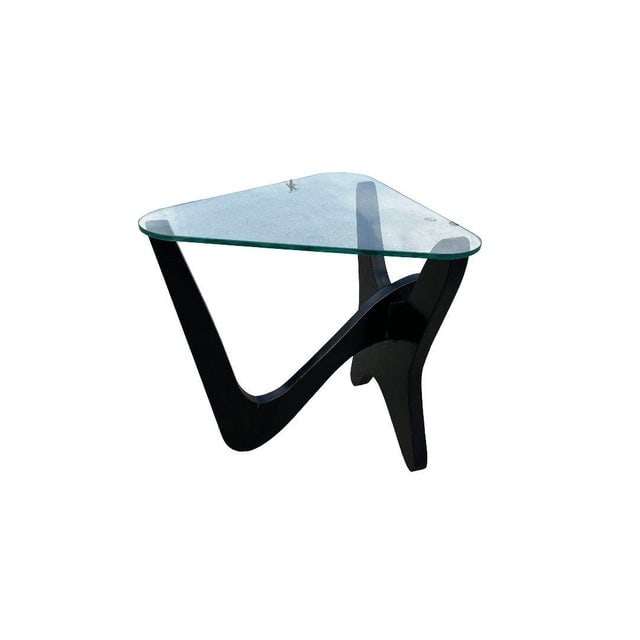 1950s Noguchi Style Biomorphic "Airplane" Side Table W/ Triangle Glass Top - 3