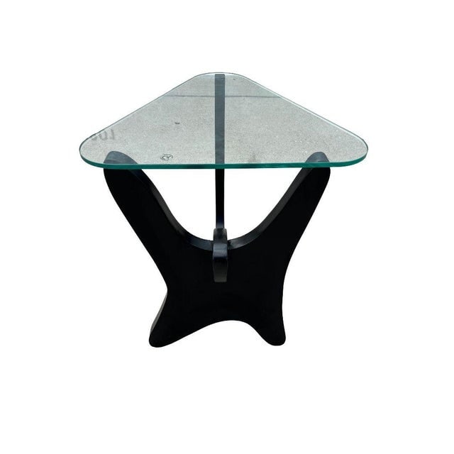 1950s Noguchi Style Biomorphic "Airplane" Side Table W/ Triangle Glass Top - 4