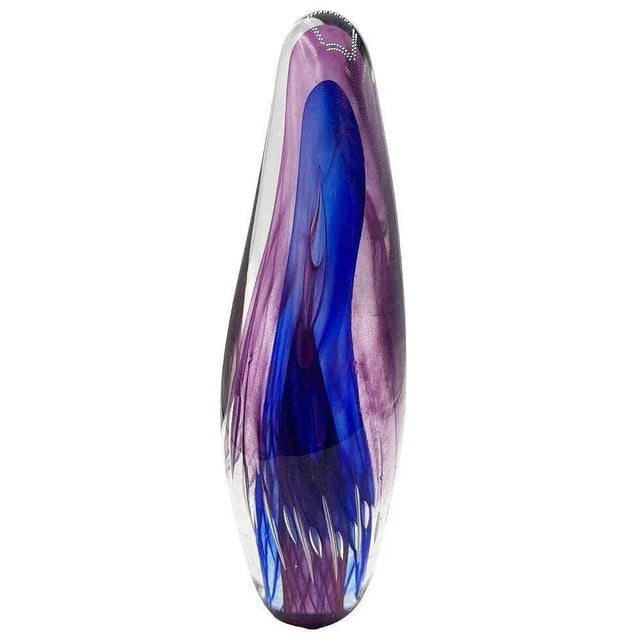 1960s Mid-Century Tear Drop Blue and Purple Murano Style Art Glass Sculpture - 4