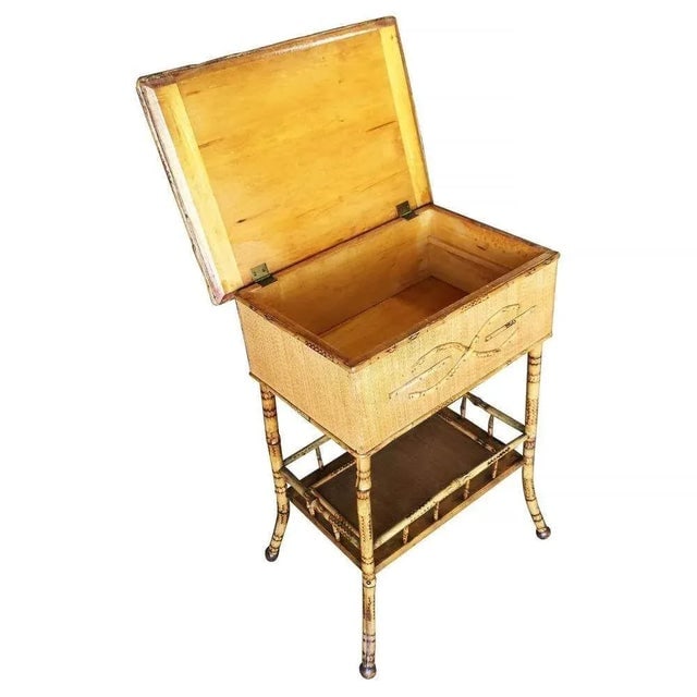 Restored Aesthetic Movement Tiger Tortoise Bamboo Linen Pedestal Trunk - 4