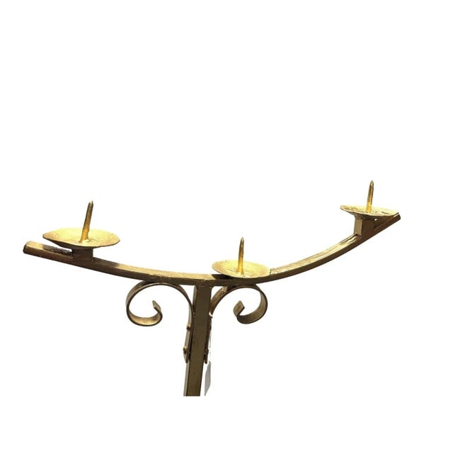 1950s Hollywood Regency Brass-Tone Floor Standing Candelabras with Claw-Foot Base, a Pair - 4