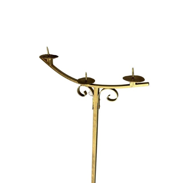 1950s Hollywood Regency Brass-Tone Floor Standing Candelabras with Claw-Foot Base, a Pair - 5