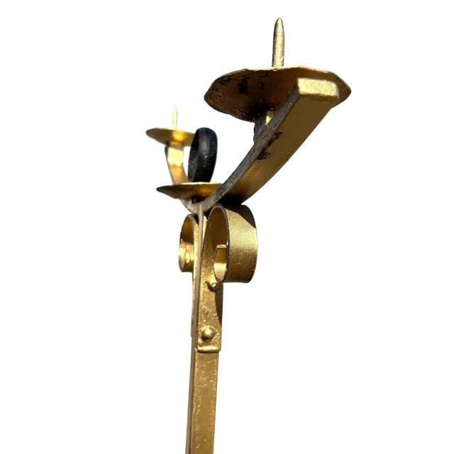 1950s Hollywood Regency Brass-Tone Floor Standing Candelabras with Claw-Foot Base, a Pair - 7