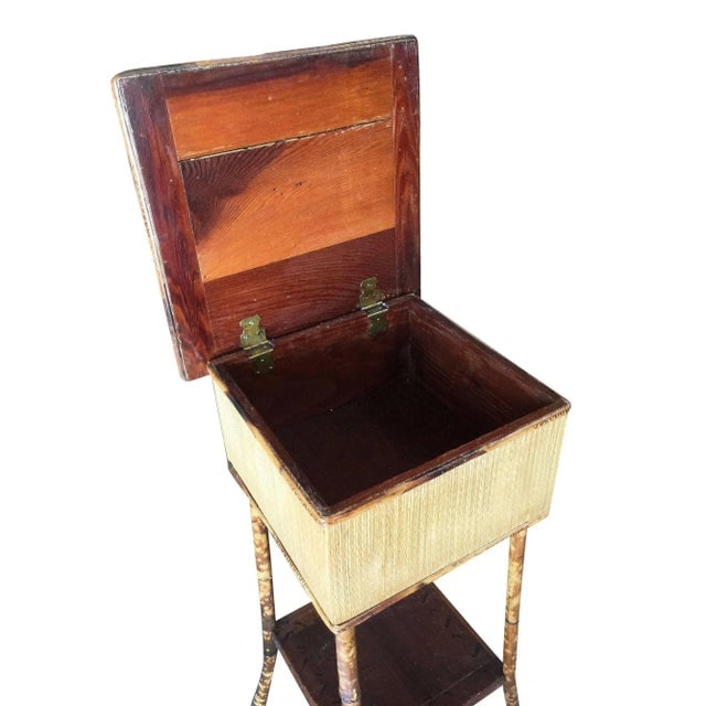 Restored Tiger Bamboo Tortoise Pedestal W/ Storage Box - 3