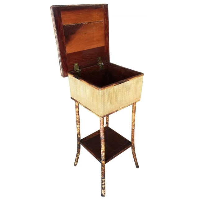 Restored Tiger Bamboo Tortoise Pedestal W/ Storage Box - 6