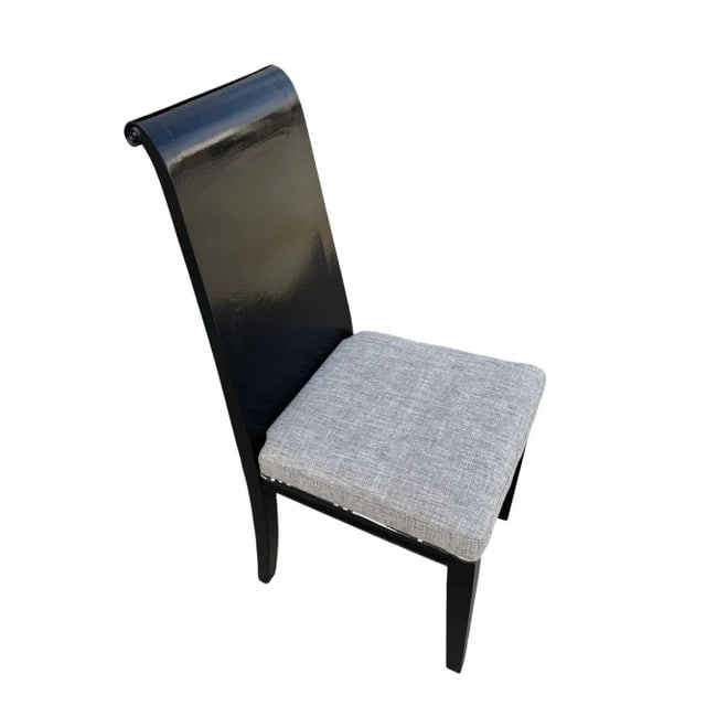 Set of Six Scrolling Back Wooden Oak Dining Chairs by Four Hands - 10