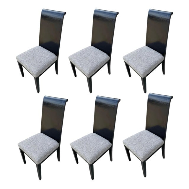 Set of Six Scrolling Back Wooden Oak Dining Chairs by Four Hands (1 of 11)