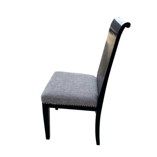 Set of Six Scrolling Back Wooden Oak Dining Chairs by Four Hands - 4