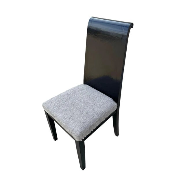 Set of Six Scrolling Back Wooden Oak Dining Chairs by Four Hands - 6