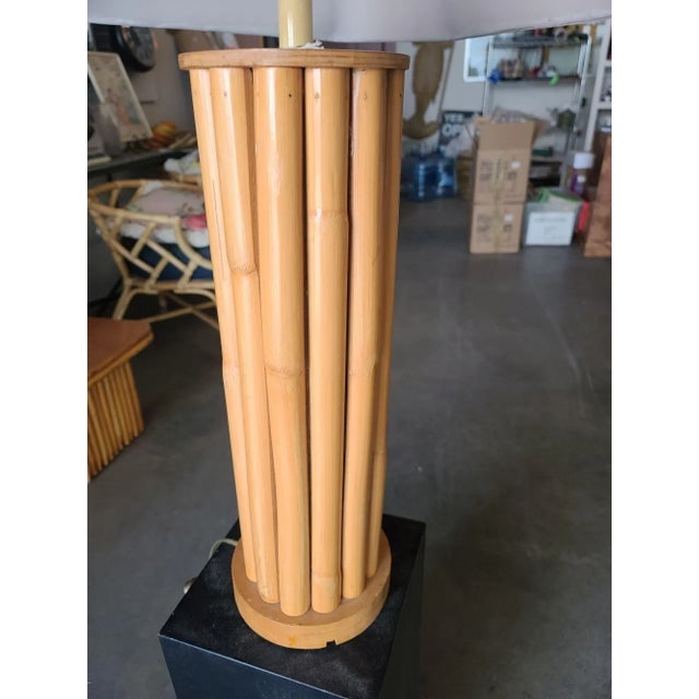 Restored Mid-Century Fourteen-Strand Stick Reed Rattan Table Lamp W/ Fancy Wrapping - 4