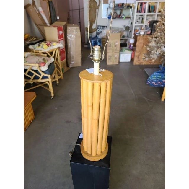 Restored Mid-Century Fourteen-Strand Stick Reed Rattan Table Lamp W/ Fancy Wrapping - 5