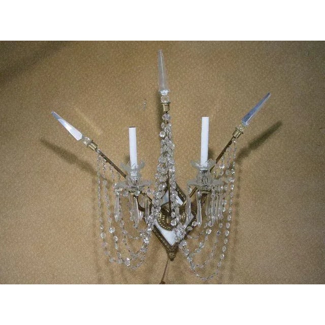 1930s Bronze and Bead Crystal Presidential Wall Sconce - Set of 4 - 2