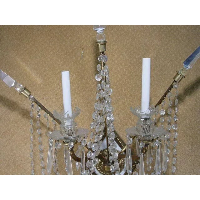 1930s Bronze and Bead Crystal Presidential Wall Sconce - Set of 4 - 3