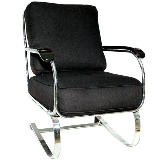 Kem Weber Springer Armchair for Lloyd: Title: Kem Weber Springer Armchair for Lloyd Description: Known as the ‚ÄúSpringer‚Äù chair, the chairs sit on chromed flat iron springs and function as rocking chairs.