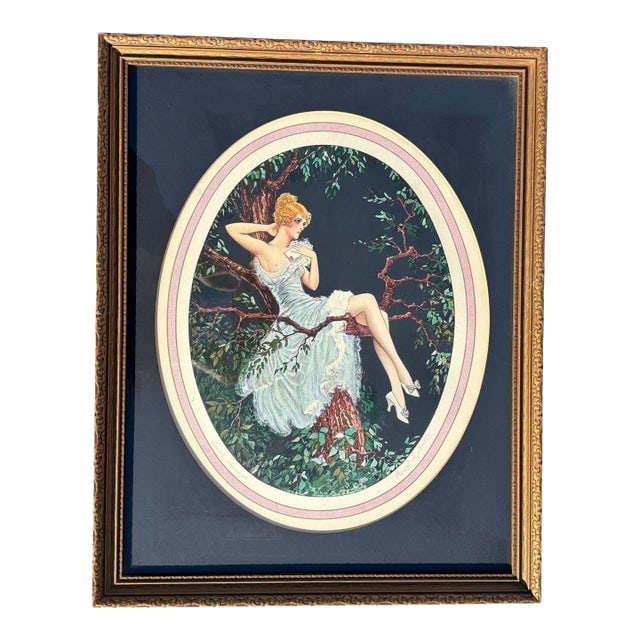 1920's Framed French Artwork "Lovers Message" by Marcel Le Boulte: Title: 1920's Framed French Artwork "Lovers Message" by Marcel Le Boulte Description: This lithograph titled "Lovers Message" (or Love‚Äos Message) by French Art Deco artist Marcel Le Boult