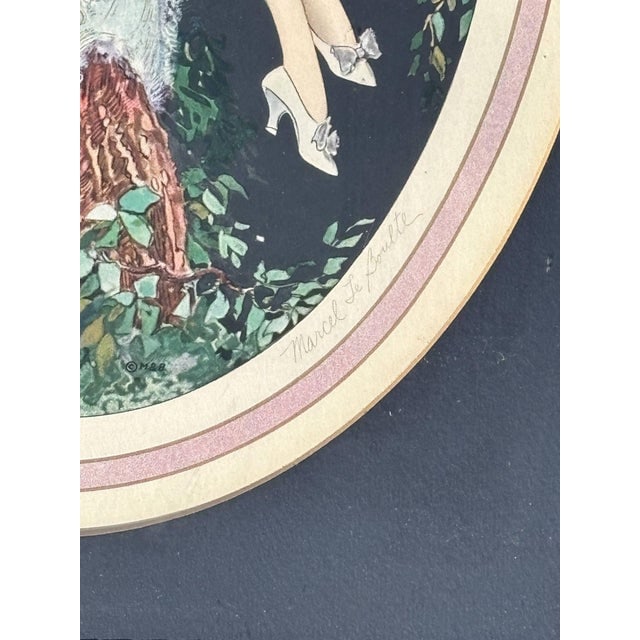 1920's Framed French Artwork "Lovers Message" by Marcel Le Boulte - 3