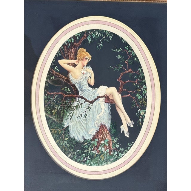 1920's Framed French Artwork "Lovers Message" by Marcel Le Boulte - 4