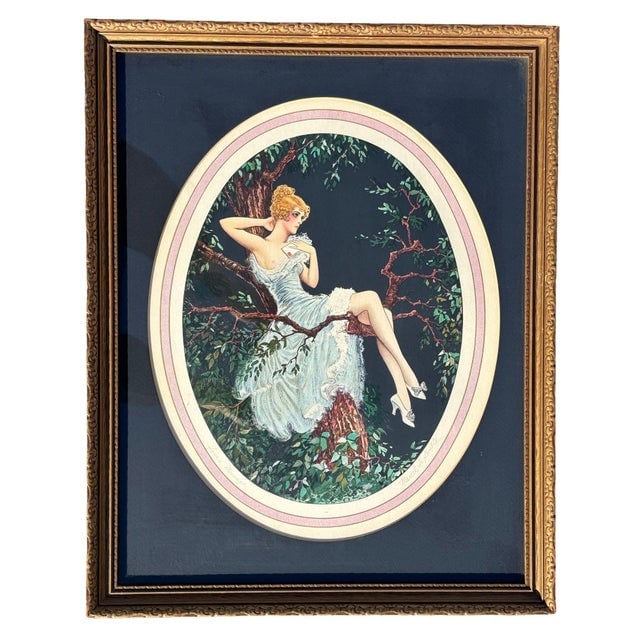 1920's Framed French Artwork "Lovers Message" by Marcel Le Boulte - 6