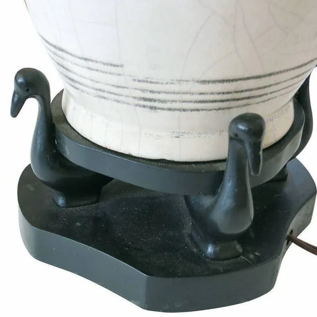 Monumental Art Pottery Ceremonial Monks With Dragon Table Lamp - 7