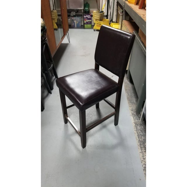 1990s Dark Brown Leather Counter Bar Stools- Set of 3 - 2
