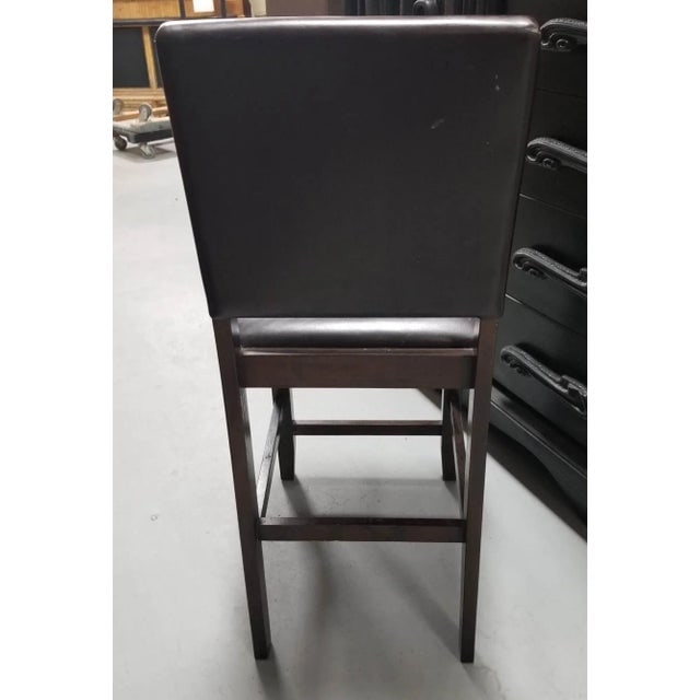 1990s Dark Brown Leather Counter Bar Stools- Set of 3 - 5