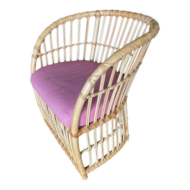 1970s Restored Gabriella Crespi Style Pencil Reed Rattan Armchair (1 of 6)