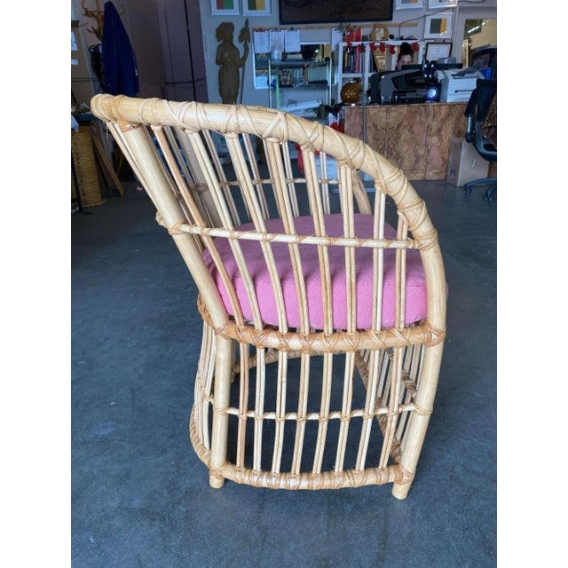 1970s Restored Gabriella Crespi Style Pencil Reed Rattan Armchair - 4