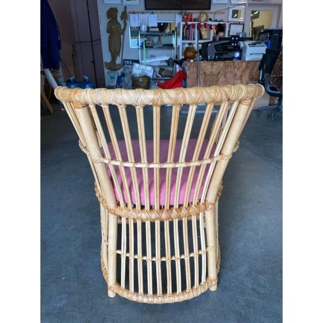 1970s Restored Gabriella Crespi Style Pencil Reed Rattan Armchair - 5