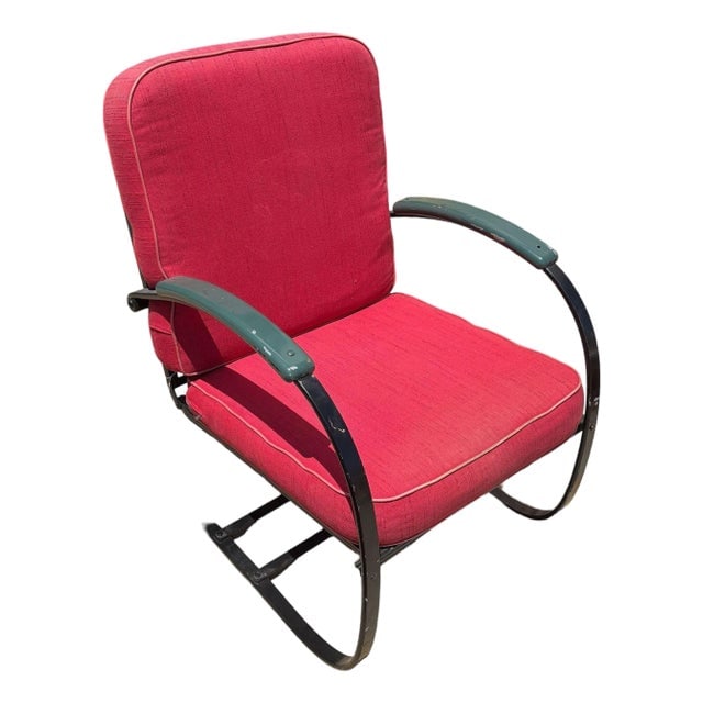 1930s Art Deco Green & Black Springer Rocking Chair by Wolfgang Hoffmann (1 of 7)
