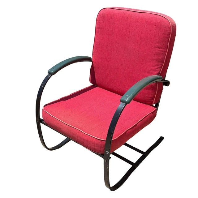 1930s Art Deco Green & Black Springer Rocking Chair by Wolfgang Hoffmann - 3